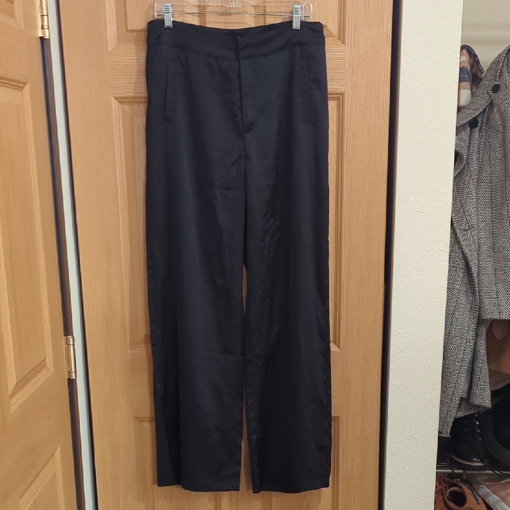 Silky Black Wide Leg Pants